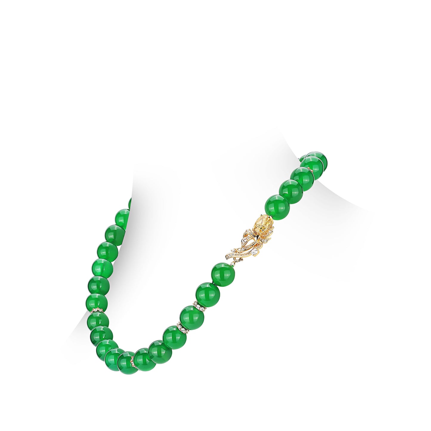 "Treasure beads" Short Gold&Green Beaded detailed retro Short necklace