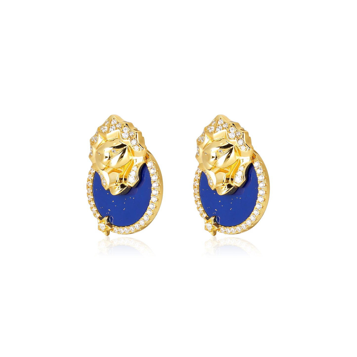 Vintage Queen's Lapis Lazuli Lion Medallion earrings (Unisex)