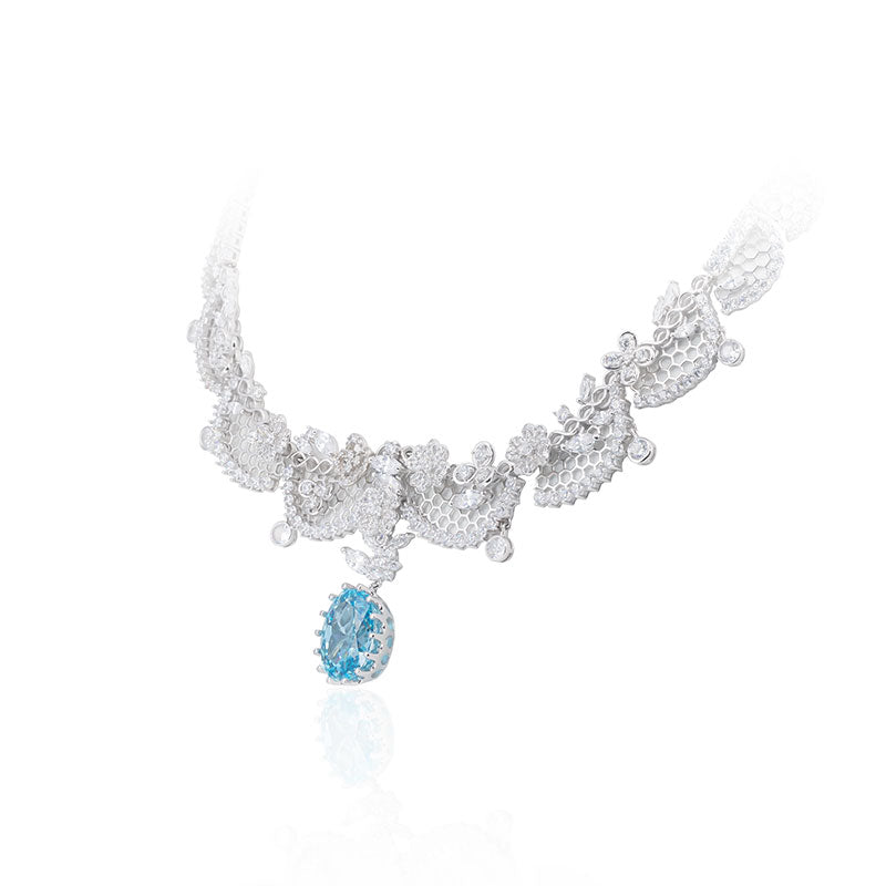 Limited edition: Luxury Light Blue Pigeon egg Lace necklace