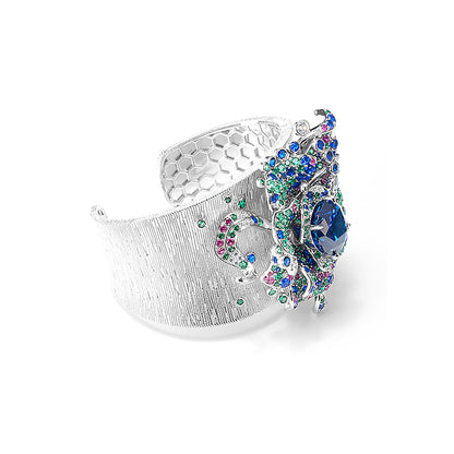 Blue Oval Luxury "Peony-Inspired" Wide Cuff Bangle