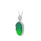 Green jadeite/chalcedony Success in great cause Carved Leaf pendant