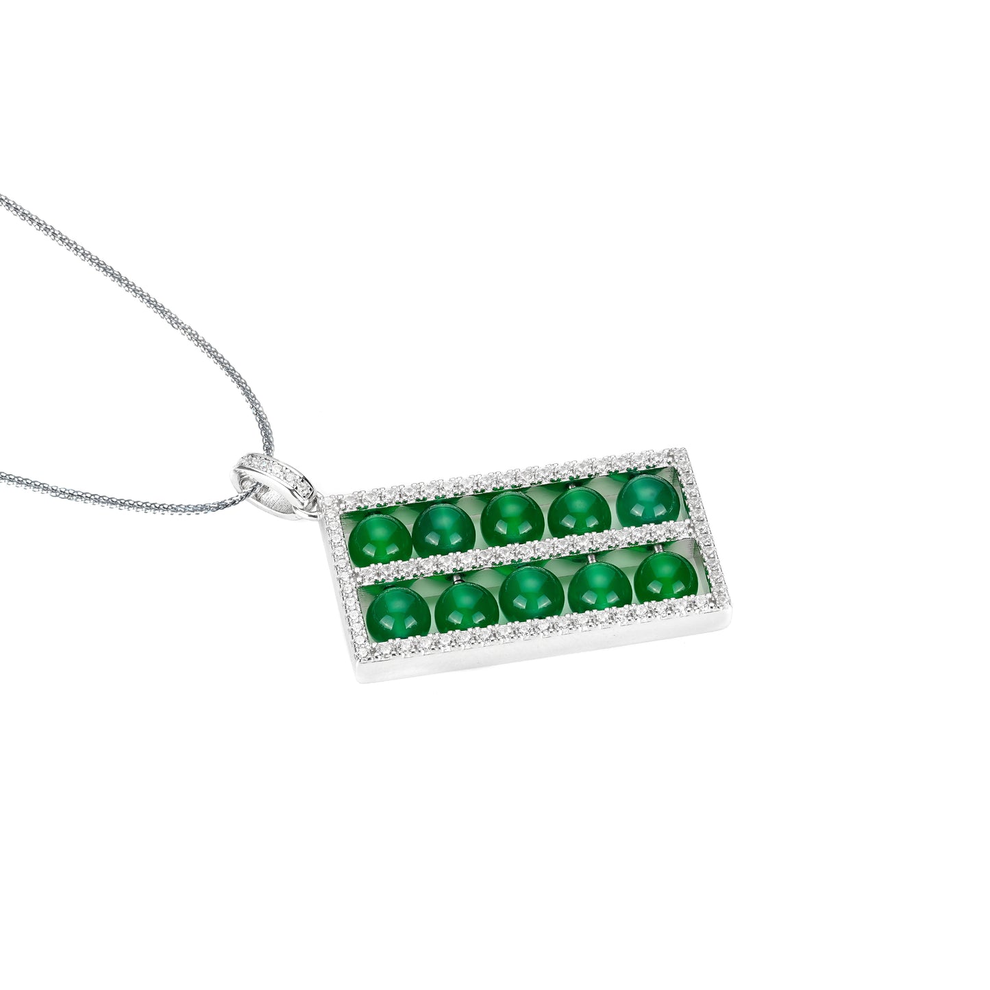 Promotion design: Green chalcedony beads "Abacus" pendant&necklace