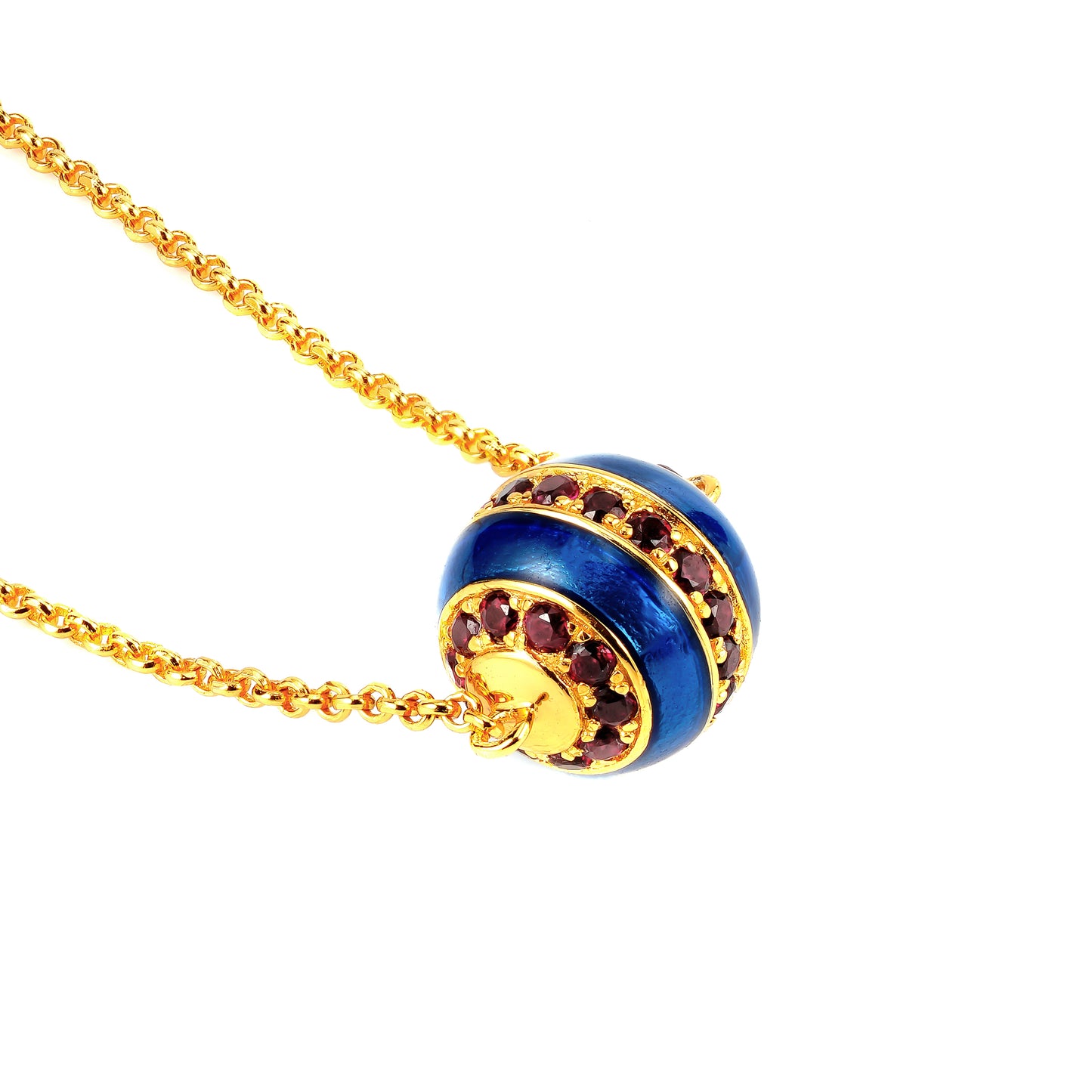 Promotion Christmas collection: Handmade blue hot-enamel "Christmas ball necklace" (Unisex)