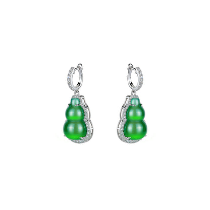 Green chalcedony Lucky "Hulu" dangle earrings