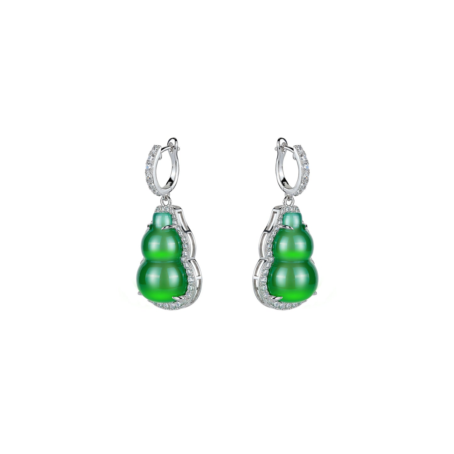 Green chalcedony Lucky "Hulu" dangle earrings