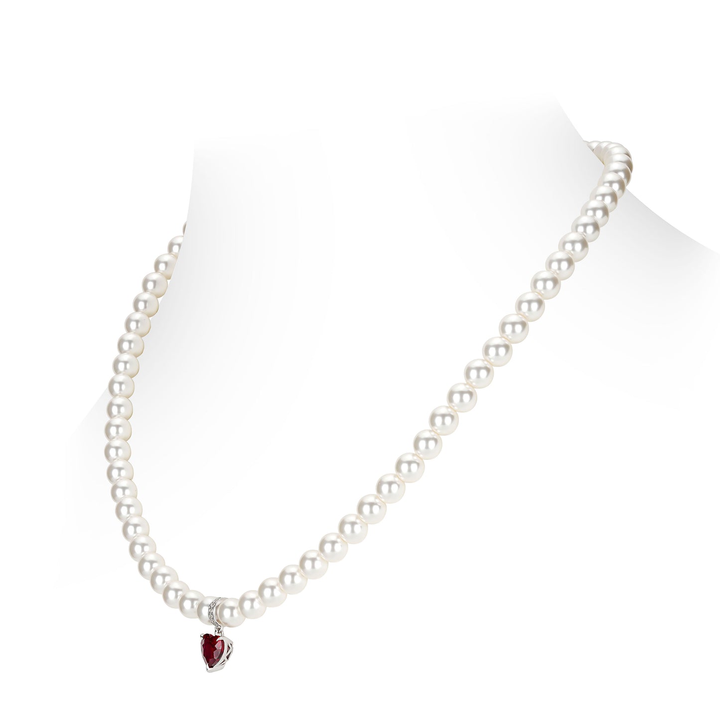 Promotion design for Christmas: Red heart white pearls modern necklace