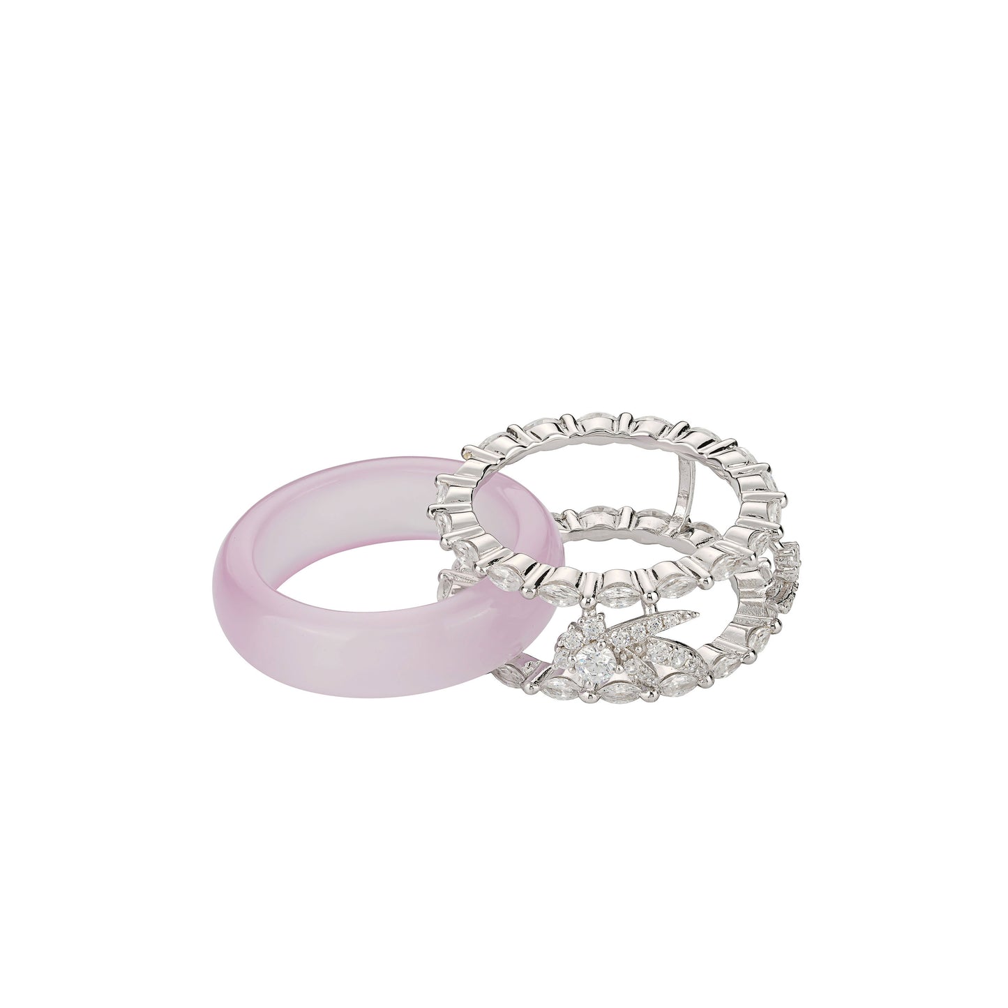 Innovative 2-in-1 Pinkish purple chalcedony "Donut" ring with unique guard