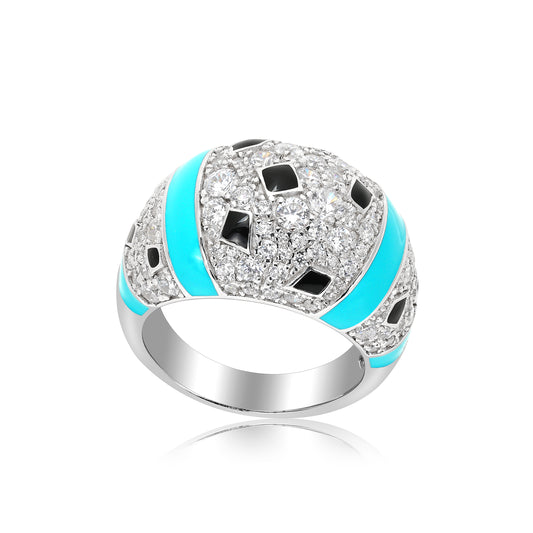 Blue and Black enamel Leopard Pattern Personality Ring
