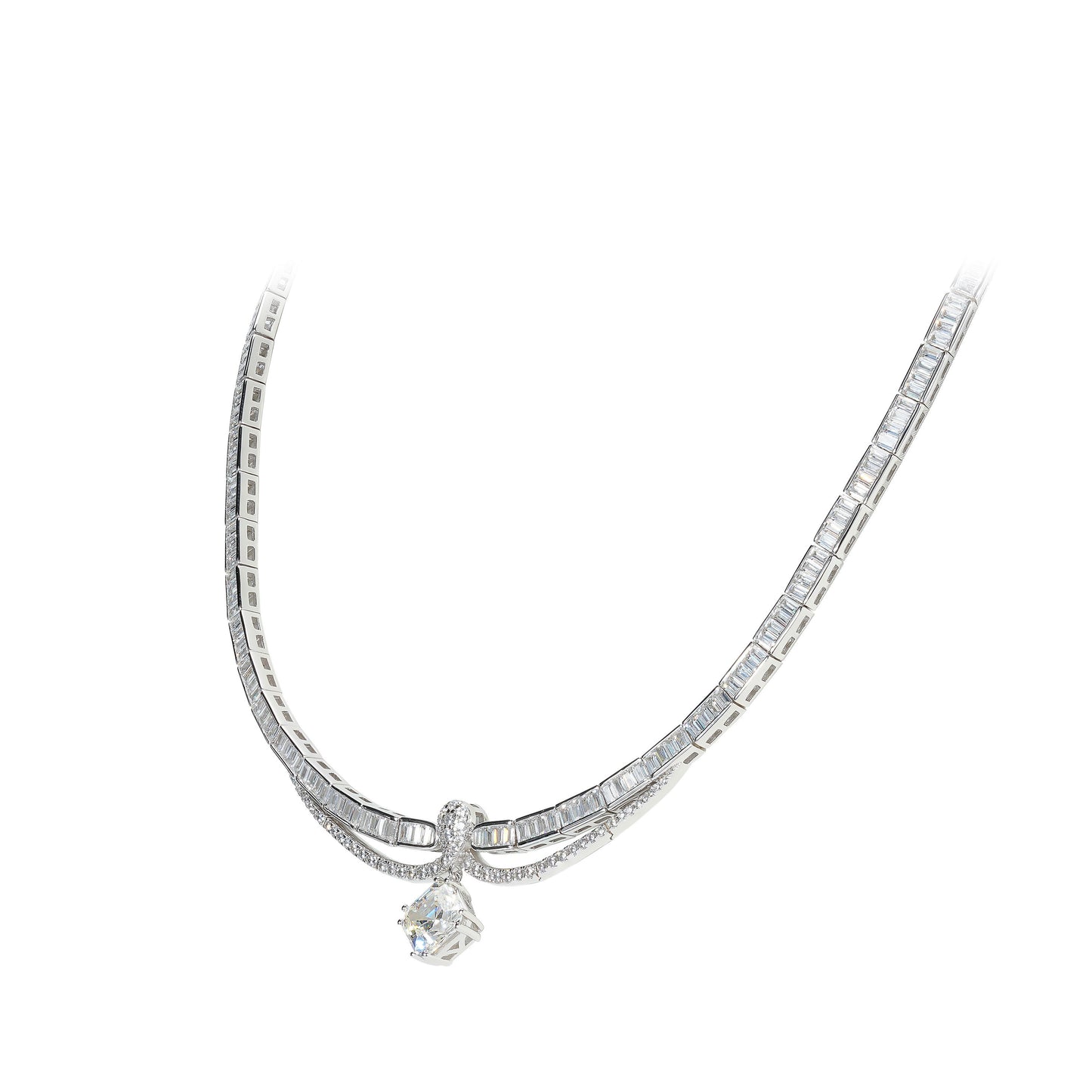 Promotion design for Christmas: "White Christmas" Asscher cut Luxury detailed necklace