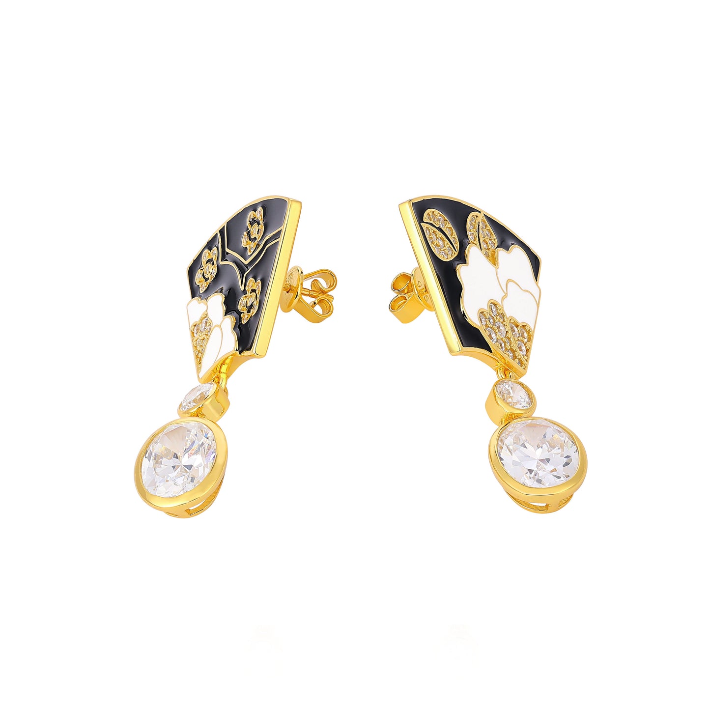 Handmade fashionable and versatile palace style hot-enamel fan Earrings