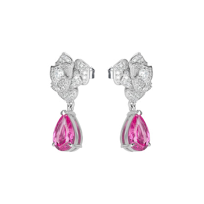 Promotion design: Rose red Camellia flower earrings