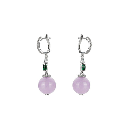Icy Pinkish purple chalcedony "Easter Egg" Bead dangle earrings