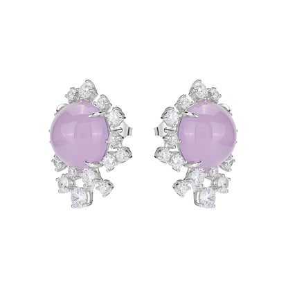 Icy Pinkish purple chalcedony "Easter Egg" modern earrings