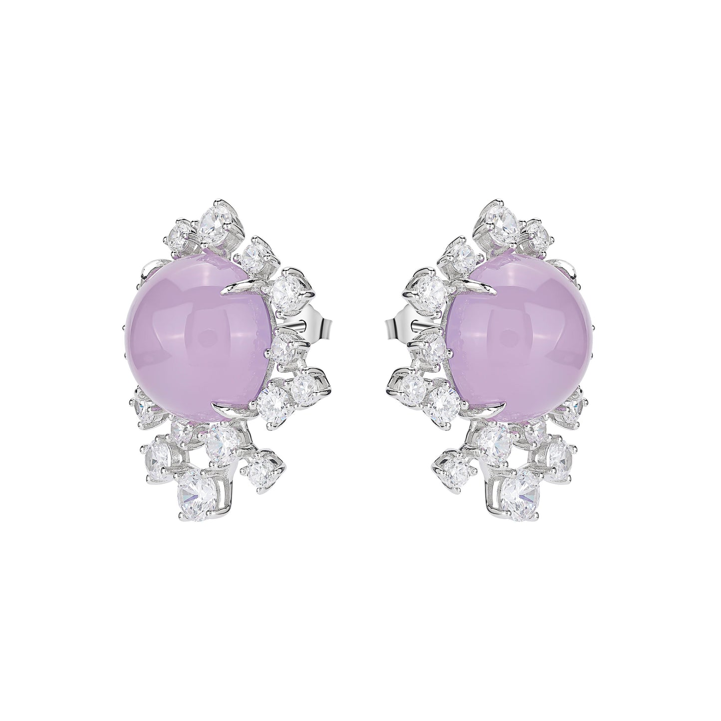 Icy Pinkish purple chalcedony "Easter Egg" modern earrings