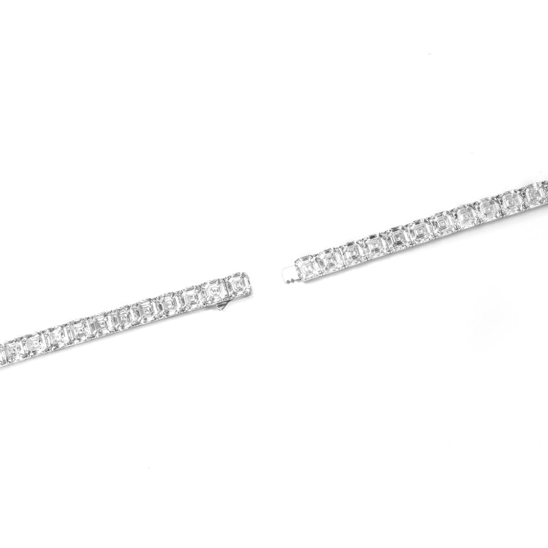 Wedding collection: G color Lab created stones Asscher-cut Tennis bracelet, sterling silver