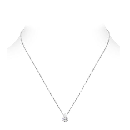 Promotional design: G color teardrop Lab created stone necklace, sterling silver.