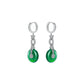 Green jadeite/chalcedony Guanyin-Inlaid Safety Buckle "Ping An Kou" Earrings