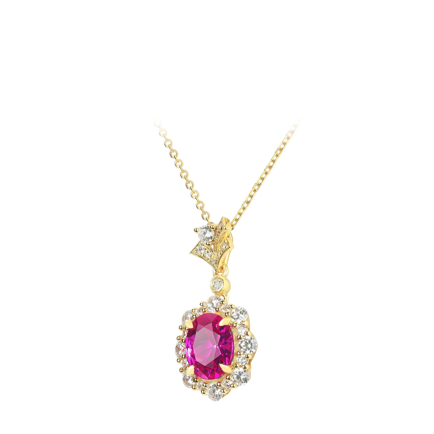 Golden time collection: Retro court style "Rose-Red Pigeon Egg" detailed Pendant/Necklace