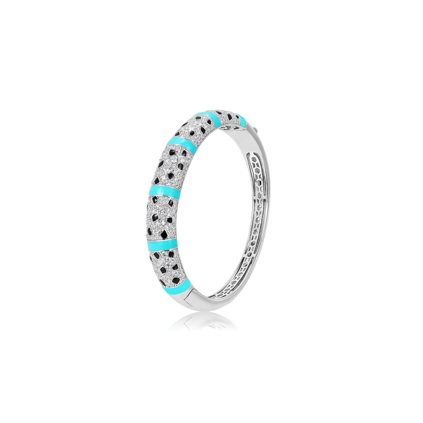 Blue and Black enamel Leopard Pattern Personality Bangle
