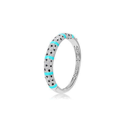 Blue and Black enamel Leopard Pattern Personality Bangle