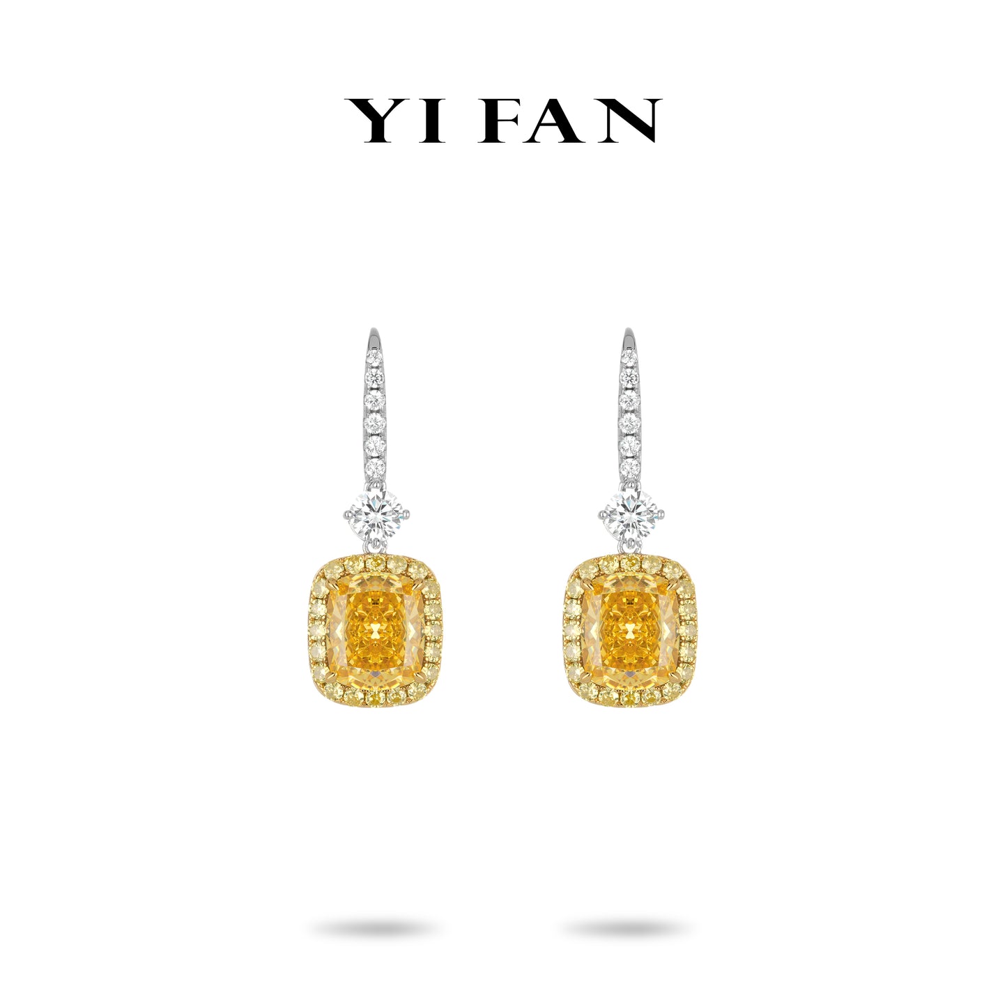 Yellow diamond color collection: Luxury "Golden Sunlight Grace" exquisite Dangle Earrings