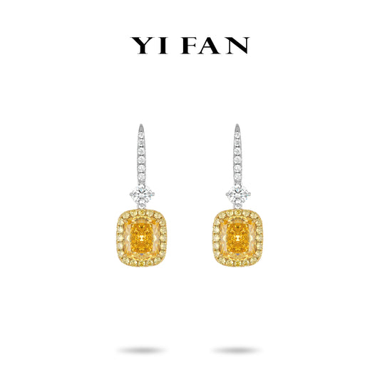 Yellow diamond color collection: Luxury "Golden Sunlight Grace" exquisite Dangle Earrings