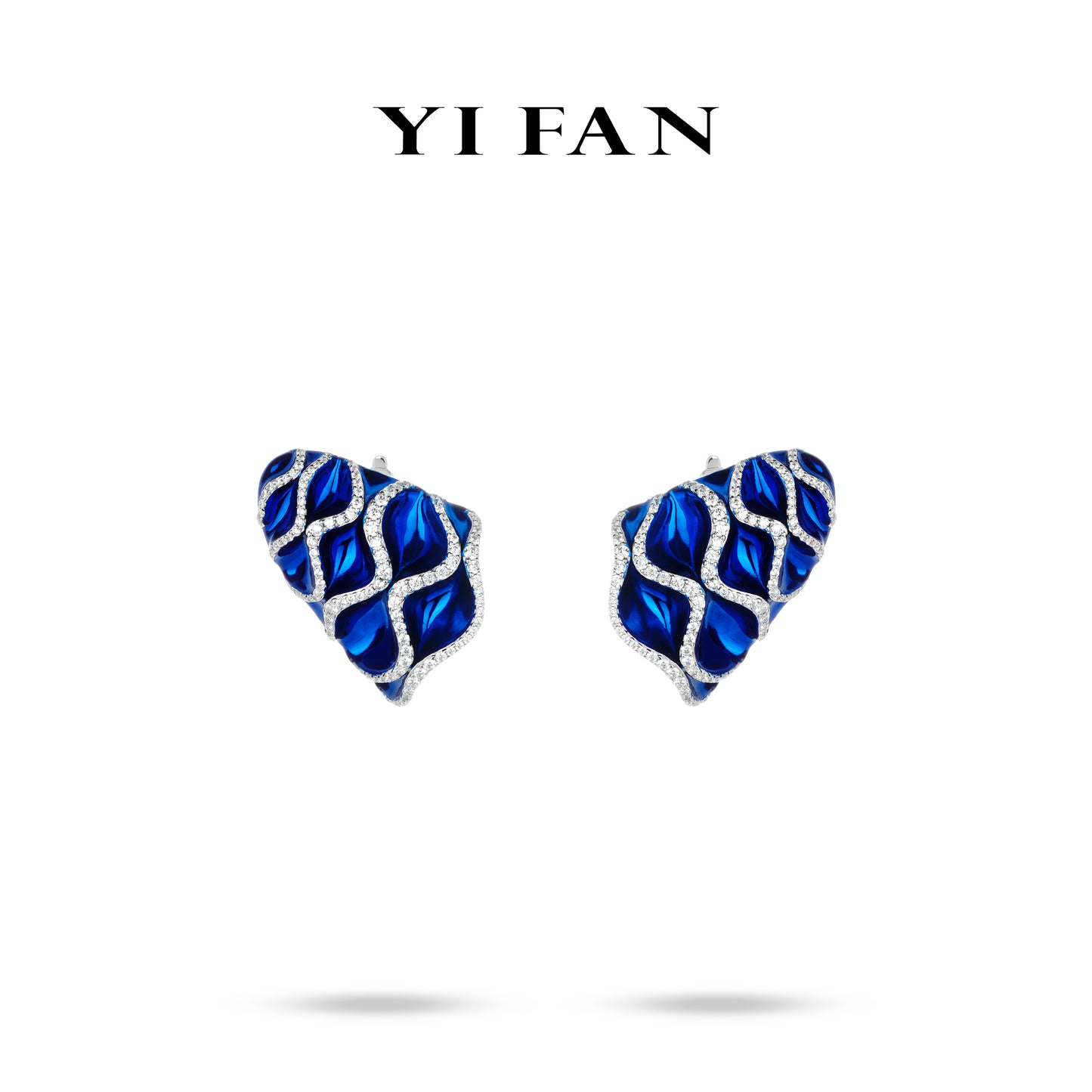 High Jewelry Collection: Luxury 3D "Enchanted Azure Blue Wave" detailed Earrings