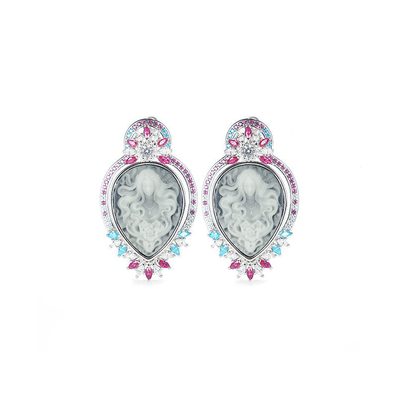 High Jewelry collection: "Midsummer Night's Dream Cameo Medusa" detailed Earrings