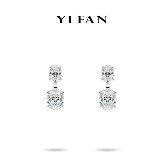 Pre-order Ethereal Sparkle Collection: Multi-purpose "Radiant Icy Dual Oval Sparkle" exquisite Earrings