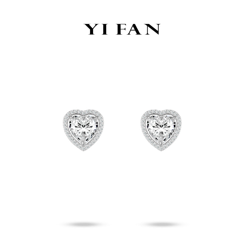 Pure Radiance Collection: Modern "Icy Shining Love Heart" exquisite Earrings