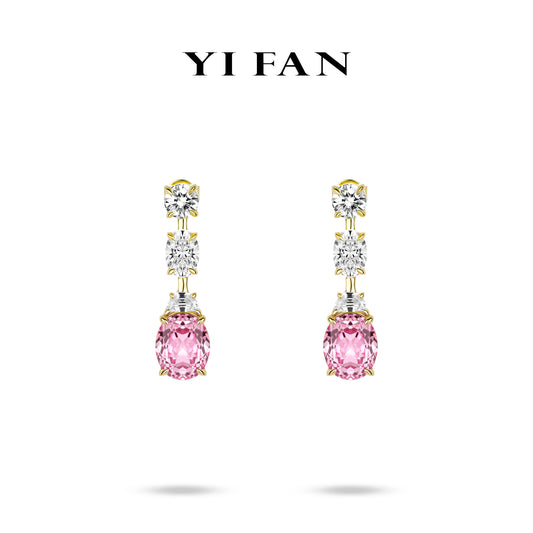 Padparadscha color collection: Modern "Golden Lotus-Pink Sunset afterglow" exquisite Earrings