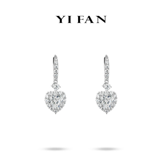 Pre-order Pure Radiance Collection: Modern "Icy Shining Love Heart" exquisite Dangle Earrings