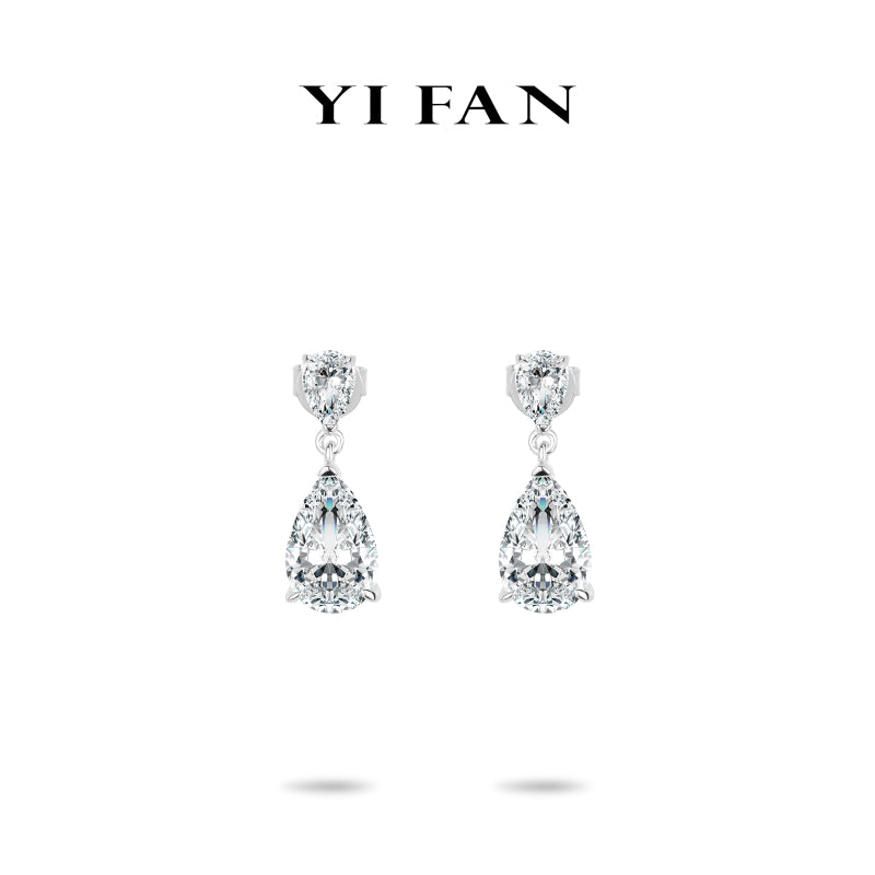 Ethereal Sparkle Collection: Glamorous "Icy Peal-cuts Sparkle" exquisite Dangle Earrings