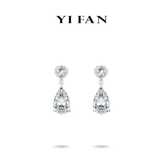 Ethereal Sparkle Collection: Glamorous "Icy Peal-cuts Sparkle" exquisite Dangle Earrings