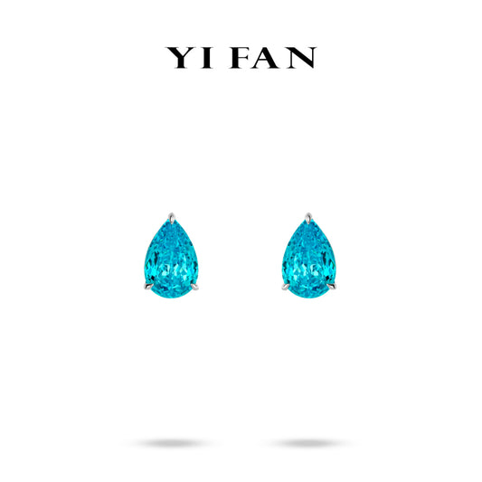 Paraíba Color collection: Timeless "Aqua Allure Oceanic Droplets" delicate Ear Studs