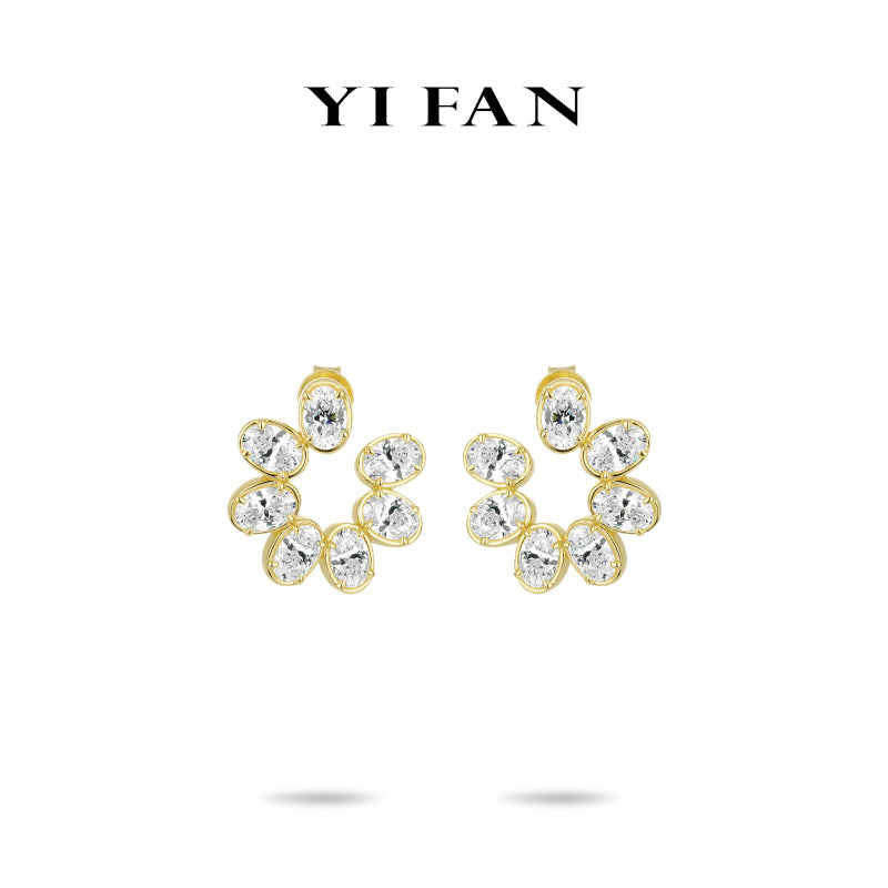 Gilded Radiance Collection: Glamorous "Golden Oval Bloom" exquisite Earrings