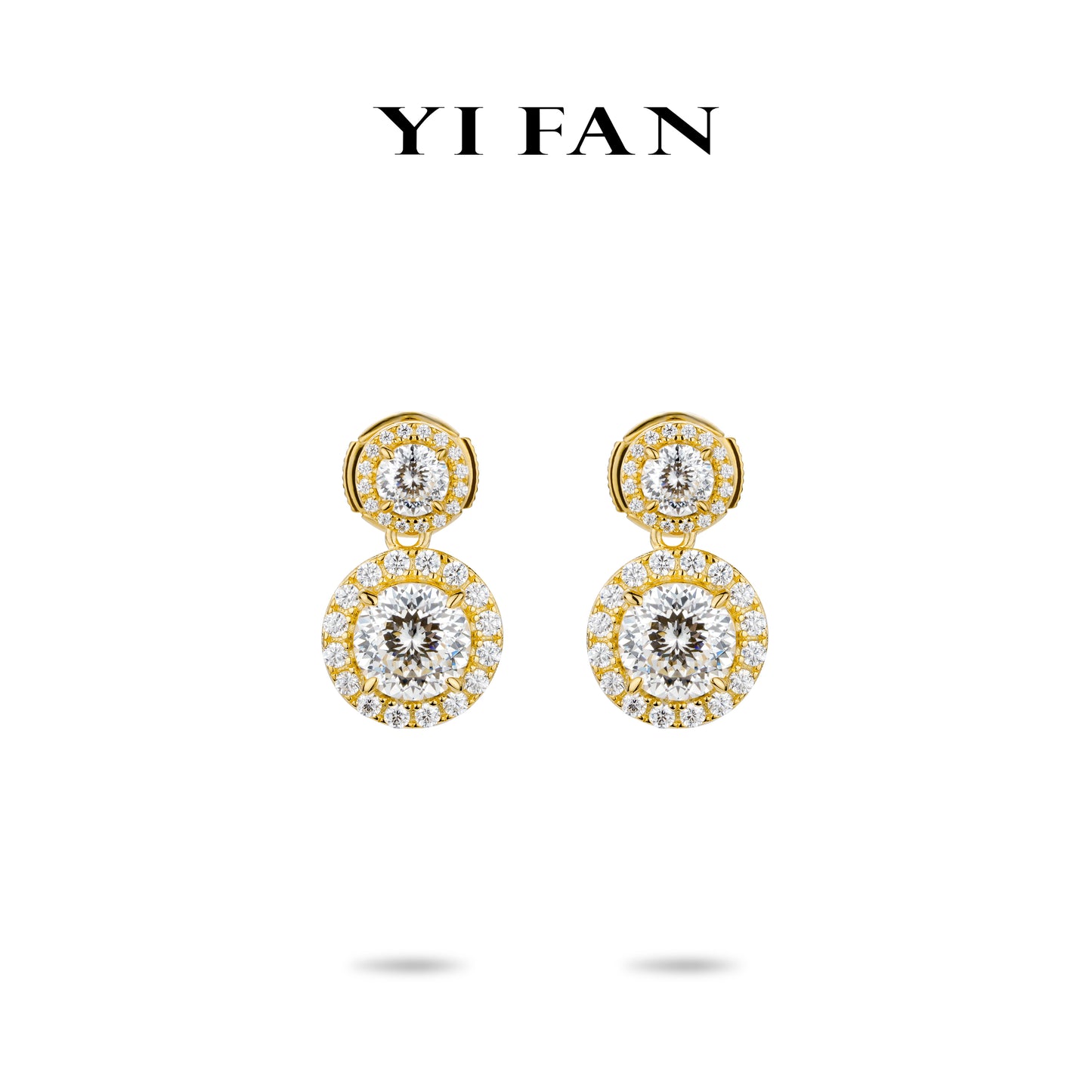 Minimalist collection: "Golden Double Firework" dangle Earrings（with UFO earback）