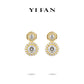 Minimalist collection: "Golden Double Firework" dangle Earrings（with UFO earback）