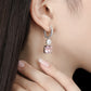 Promotional design Morganite color Lab created stones Dangle earrings, sterling silver