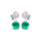 Synthetic Emerald collection: Luxury "The Wizard of Oz Camellia" detailed Earrings