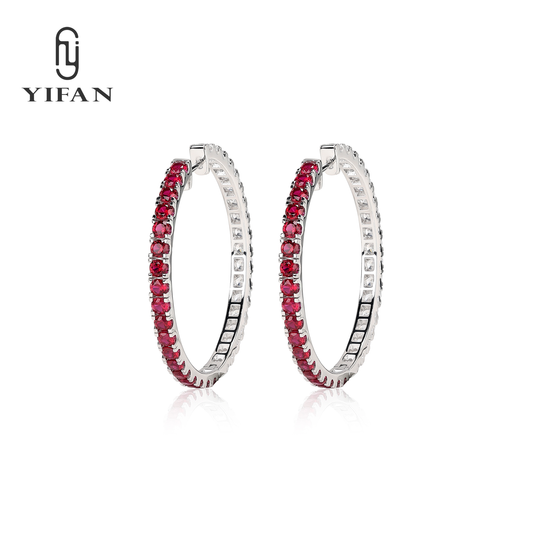 Ruby color collection: "Red Dots" Hoop Earrings