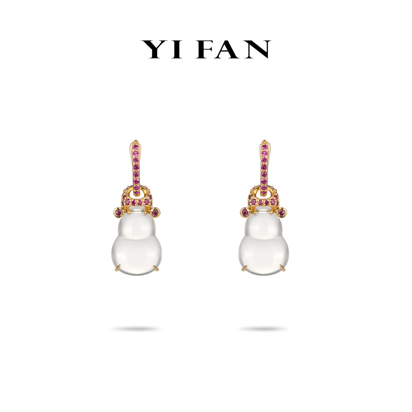 Welfare Exclusive Rose-gold Fever collection: Modern Icy jade Bottle gourd "Hulu" Earrings