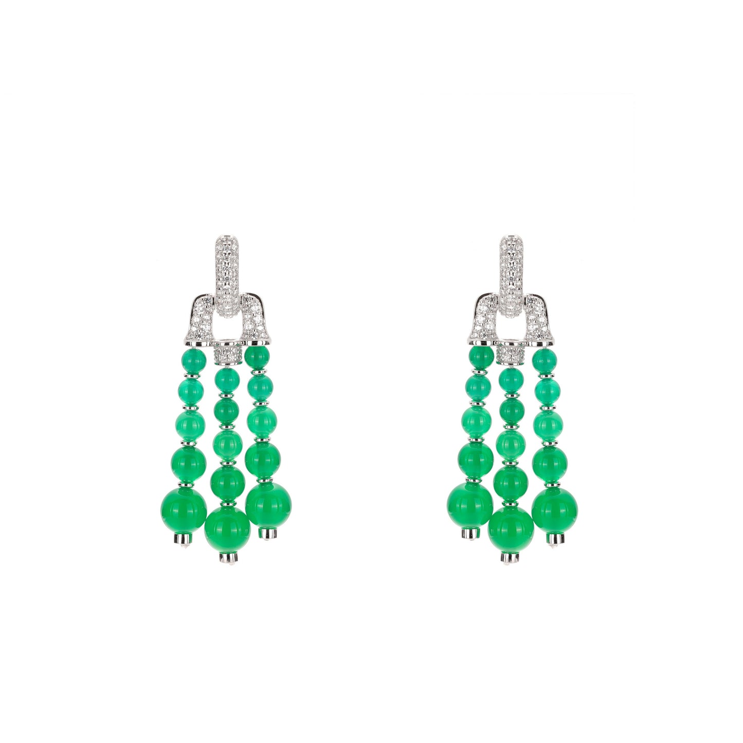 Luxury Green chalcedony beads Tassel dangle earrings