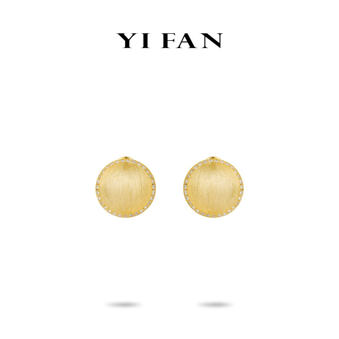 Golden time collection: Modern "Brushed Vault" detailed Earrings