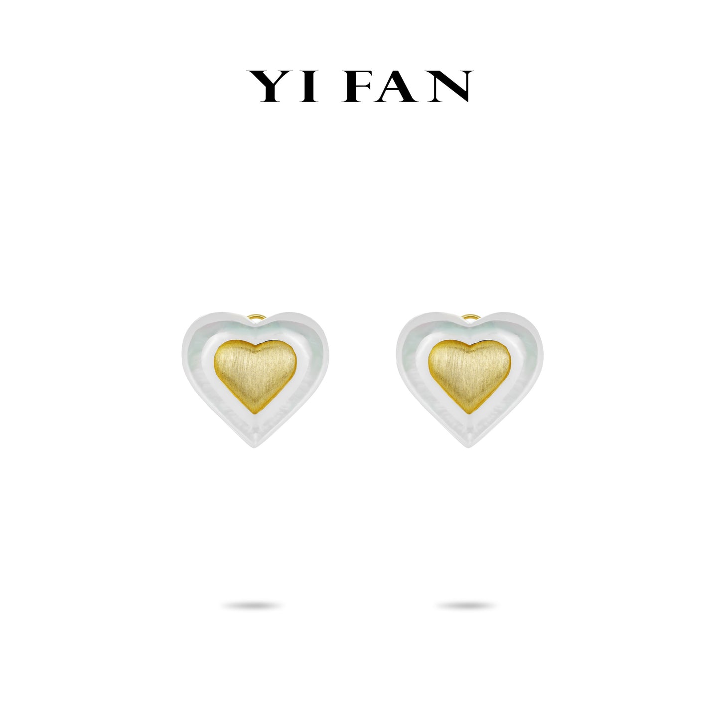 Golden time collection: Modern "Golden Brushed Heart" detailed Earrings