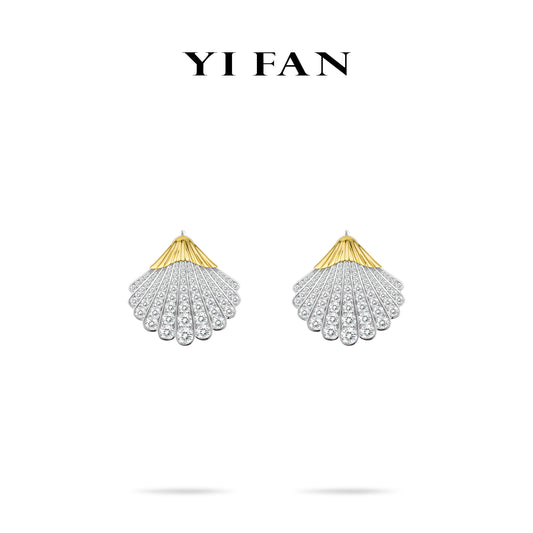 High Jewelry Collection: Modern "Shining Golden Shell” detailed Earrings