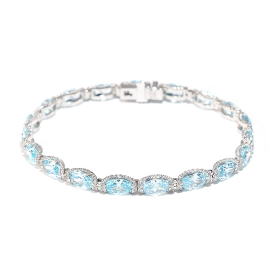 Welfare Exclusive Aquamarine color collection: Modern "Blue Ocean Pebbles" Tennis Bracelet