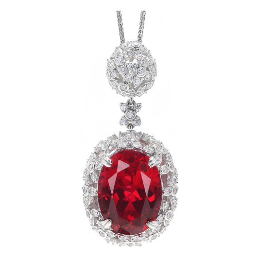 Ruby color collection: Luxury "Pigeon Egg Rock" detailed Pendant Necklace (46 carat)