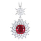 Ruby color collection: Luxury "Fancy Sunflower" detailed Pendant Necklace