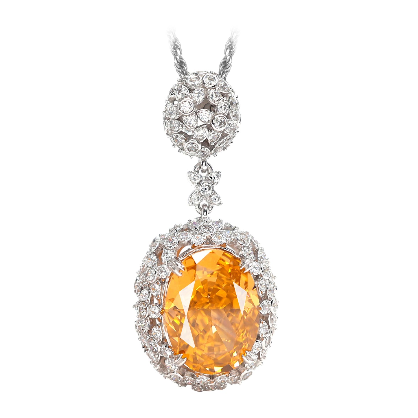 High Jewelry Padparadscha color collection: Luxury "Pigeon Egg Rock" detailed Pendant/Necklace